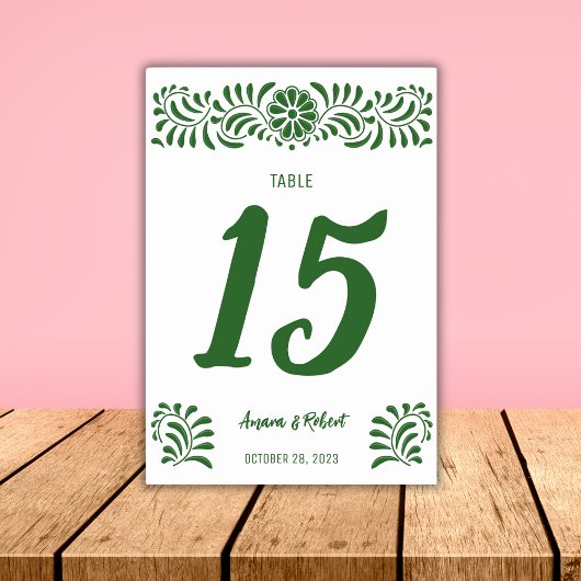 Numéro De Table Talavera mexicain vert