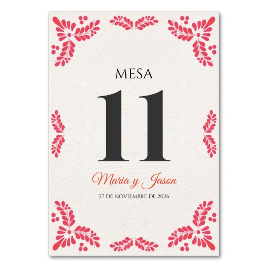 Numéro De Table Talavera Orange Floral Mariage Espagnol Minimalist (Par défaut)