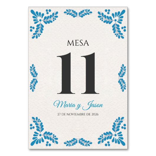 Numéro De Table Talavera Turquoise Minimalist Spanish Wedding (Par défaut)