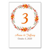 Numéro De Table Tangerine Automne Floral Wreath Mariage (Dos)