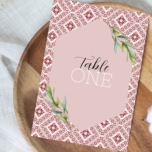 Numéro De Table Tatreez Palestinien Rouge