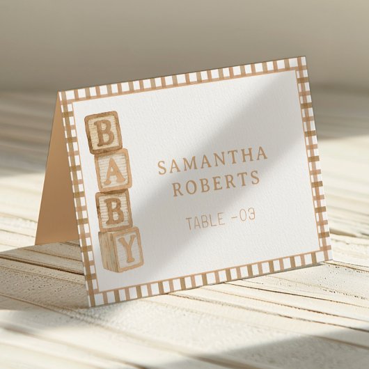 Numéro De Table Taupe Baby Blocks Editable Tent Cards | Place Card