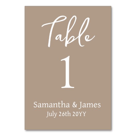 Numéro De Table Taupe Mariage d'élégance moderne (Dos)