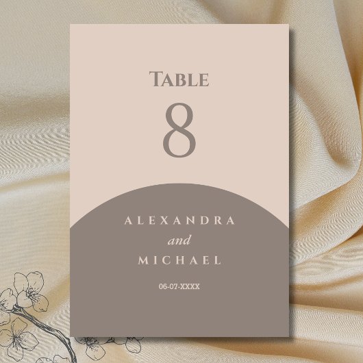 Numéro De Table Taupe minimaliste Mariage japonais