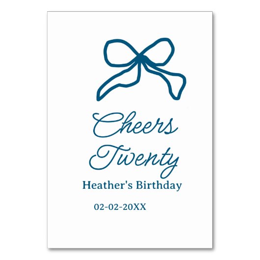 Numéro De Table Tcheers vingt ans ruban bleu nom date boho ret (Par défaut)