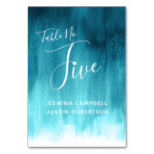 Numéro De Table Teal abstract wash moderne art table number five (Dos)