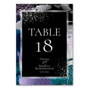 NUMÉRO DE TABLE Teal Lilac Métallisé Argenté