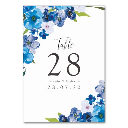 Numéro De Table teintes du Mariage floral bleu (Par défaut)