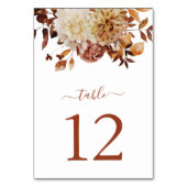 Numéro De Table Terracotta Automne Aquarelle Botanique Mariage Tab (Dos)