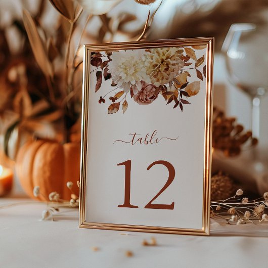Numéro De Table Terracotta Automne Aquarelle Botanique Mariage Tab