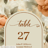 Numéro de table terracotta beige olive boho luxueu