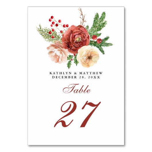 Numéro De Table Terracotta Blush rose floral Pine d'hiver Mariage (Dos)