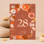 Numéro De Table Terracotta Brûlé Orange Floral Arch Mariage<br><div class="desc">*Numéro de tableau partie d'une collection</div>