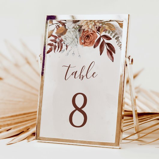 Numéro De Table Terracotta Flowers Boho Fall Wedding Table Number