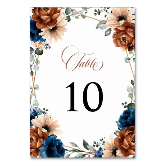 Numéro De Table Terracotta Marine Bleu Vert Mariage géométrique (Dos)