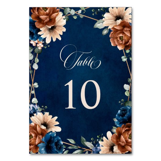 Numéro De Table Terracotta Marine Bleu Vert Mariage géométrique (Par défaut)