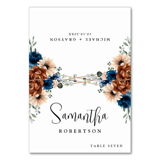 Numéro De Table Terracotta Marine Blue Greenery Nom d'hôte géométr (Par défaut)