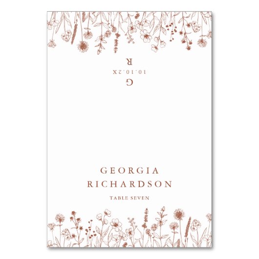 Numéro De Table Terracotta Rustic Automne Fleur sauvage Place Card (Par défaut)