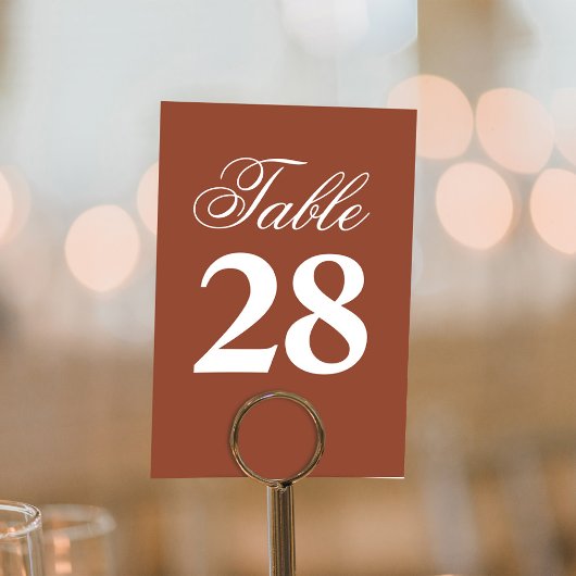 Numéro De Table Terracotta Wedding Script Table Number Sign