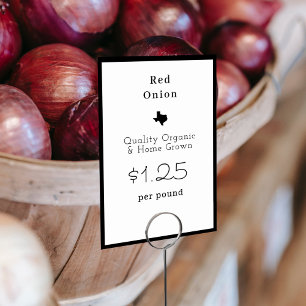 Numéro De Table Texas Farmers Market Food Name Card