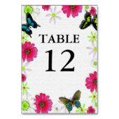 Numéro De Table Texture Mosaïque avec Fleurs & Papillons Mariage (Dos)