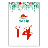 Numéro De Table Thème de chapeau de Père Noël à feuillage hivernal (Dos)
