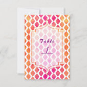 Numéro de table Thème de fête marocaine rose et or (Devant)