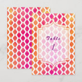 Numéro de table Thème de fête marocaine rose et or (Devant / Derrière)