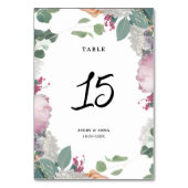 Numéro De Table Thème de mariage floral (Dos)