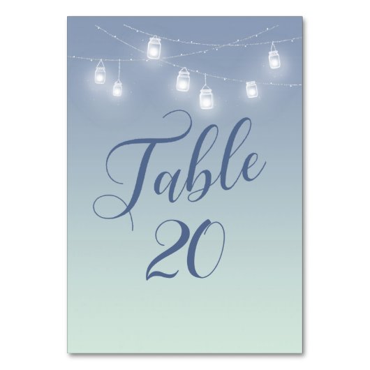 Numéro De Table Thème Décontracté mariage bleu et blanc doux (Dos)