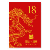 Numéro De Table Thème Dragon Double Bonheur | Or sur rouge (Par défaut)