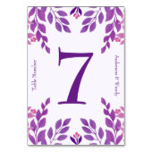 Numéro De Table Thème Mariage Feuille violet (Dos)
