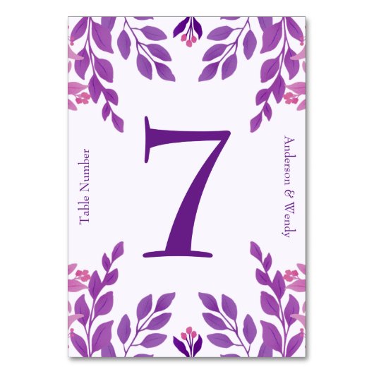 Numéro De Table Thème Mariage Feuille violet (Par défaut)