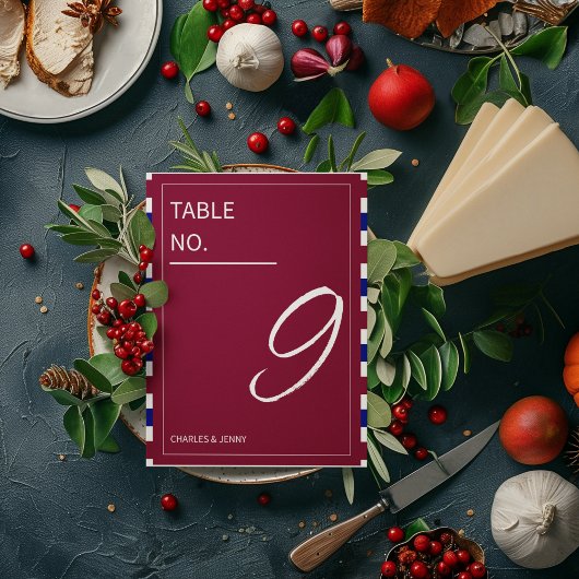 Numéro De Table Thème Royal Red et Blue Mariage