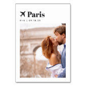 Numéro De Table Thème Voyage mariage Destination Photo & Nom (Dos)