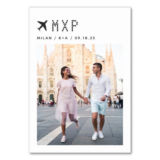 Numéro De Table Thème Voyage mariage Photo & Code d'aéroport (Dos)