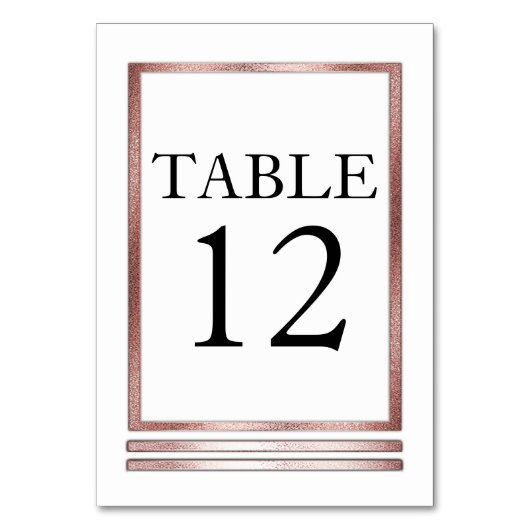 Numéro De Table Ton or rose | Blanc Moderne Simple Élégant (Dos)