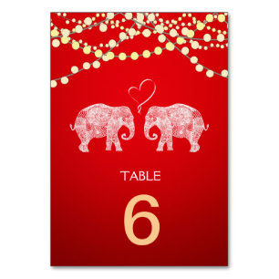 Numéro De Table TONNES D'AMOUR-Eléphant Chaînes de lumières Menu+