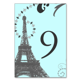 Numéro De Table tour eiffel bleu noir vintage paris mariage