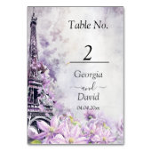 Numéro De Table Tour Eiffel Lavender Romance Mariage (Dos)