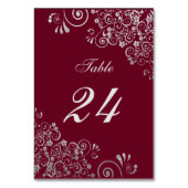 Numéro De Table Tourbillon floral de Bourgogne moderne et gris (Dos)