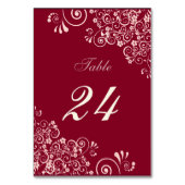 Numéro De Table Tourbillon floral d'or de Bourgogne moderne et Ros (Dos)