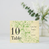 Numéro de table Tourbillon Oiseaux Vert Pomme et N (Debout devant)