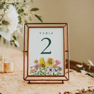 Numéro De Table Tournesol Aquarelle Jaune Florale Mariage personna