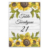 Numéro De Table Tournesol en bois blanc Patiné rustique (Par défaut)