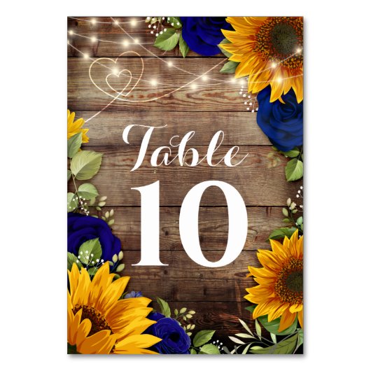 Numéro De Table Tournesol et Rose Rustic Mariage Numéros de tablea (Dos)
