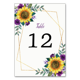 Numéro De Table Tournesol géométrique violet Roses