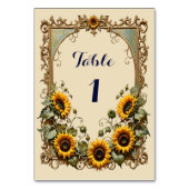 Numéro De Table Tournesol jaune avec cadre d'art mariage (Dos)