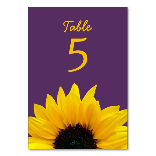 Numéro De Table Tournesol jaune Fleur Mariage Violet (Par défaut)