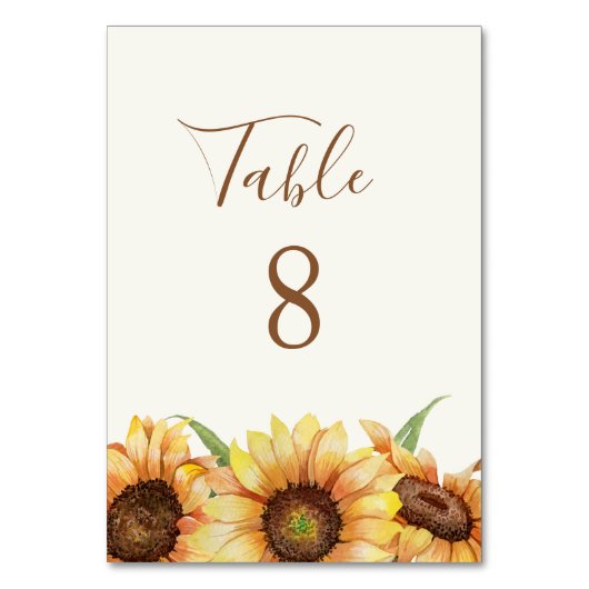 Numéro De Table Tournesol | MARIAGE (Dos)